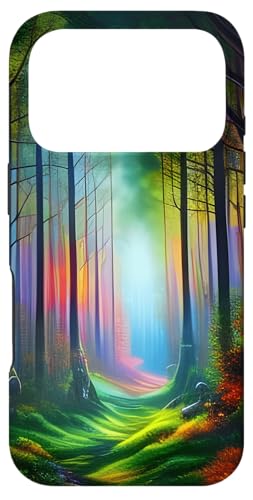 Dreamy Rainbow Color Forest Trail - �f�W�^��AI�A�[�g �X�}�z�P�[�X iPhone 17 Pro �p
