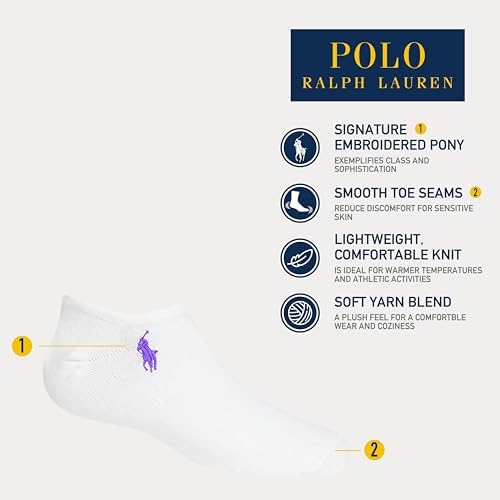 Polo Ralph Lauren Girls' Athletic Low Cut Socks-6 Pair Pack-Soft Lightweight Comfot4