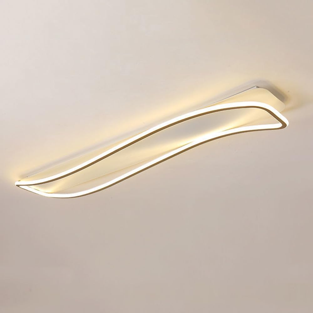 Modern Minimalist Ceiling Light Long Strip Dimmable LED Semi Flush Mount Ceiling Light Linear Hallway Lighting Fixture for Dining Room Living Room Kitchen Stairway Corridor Cloakroom