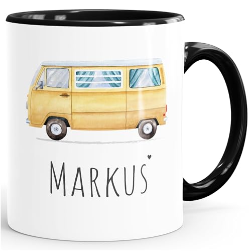 SpecialMe® Namenstasse Camping Bus Camper personalisierte Kaffee-Tasse mit Namen persönliche