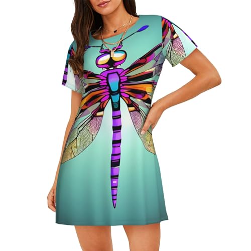 Robe de nuit femme libellule fluide contre la chaleur nocturne à la maison