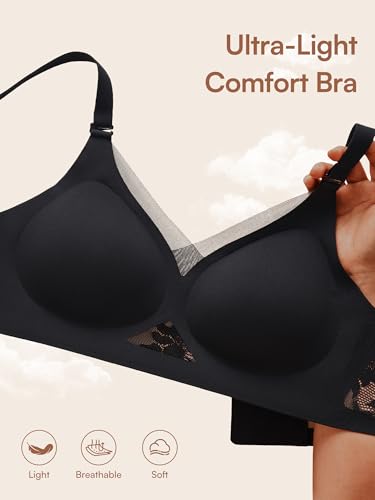 Image of Jelly Bras for Women No Underwire, Full Coverage Seamless Comfortable Bralette with Support and Lift, Wireless Padded Bra