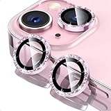 Lente Câmera Strass Proteção Película Compatível iPhone 14/15 E 14 Plus /15 Plus Kit (Rosa)