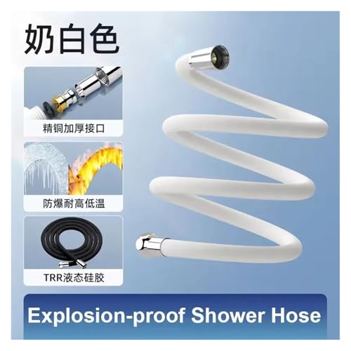 Flexible de douche 200 cm idéal pour baignoire familiale blanche