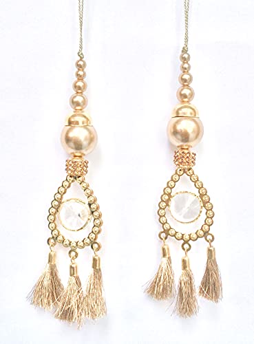 X-Mas Celebration Dress Latkan Home Decor Accessories Diy Decor Curtains Cushions Tassel 1 Pair Saree Blouse Tassels Saree Latkans For Lehenga (Gold 5, 5" Inch) #TOP1