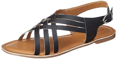 Amazon Brand - Symbol Womens Black Flat Sandal-4 Kids UK (AZ-WS-07) (B09T3L1Q7C) Amazon Price History, Amazon Price Tracker