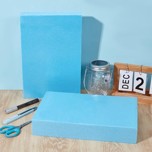 BENECREAT 2 Stück Schaumstoffplatte 30x20x5cm Rechteckige Schaumstoffplatten Für Heimwerker Kunstbedarf Skulpturen Modellierung Blumenarrangements (Himmelblau)
