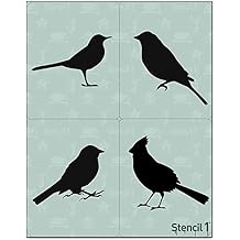 Stencil1 Bird Stencil Durable Quality Reusable Stencils for Painting, Arts, Crafts, Drawing - Decorating Items and Decor on Walls Fabric & Furniture - 4 Pack Bird Silhouettes