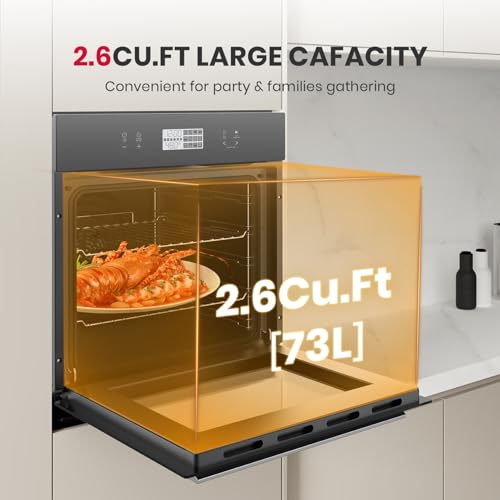 Image of 24 Inch Electric Wall Oven, ETL Certified, GASLAND 2.6 Cu.ft Built-in Single Wall Oven, 12 Cooking Functions, 3D Heating, Convection Oven with Rotisserie, Touch Control, Safety Lock, Black