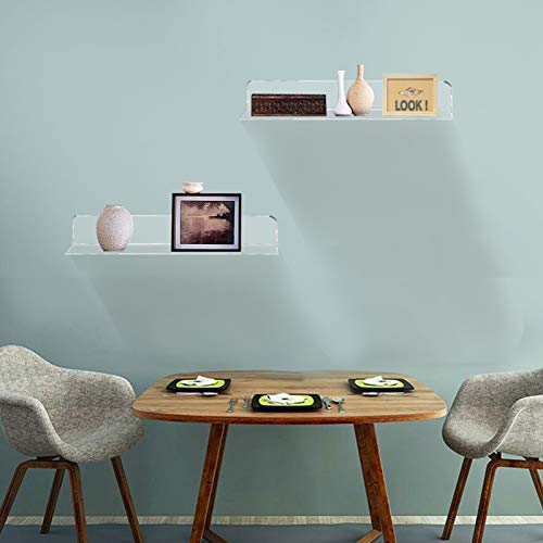 Weiai Clear Acrylic Shelves 12 Inch, Floating Wall Mounted Shelf For Bedroom, Living Room, Bathroom, Set Of 2 #TOP3