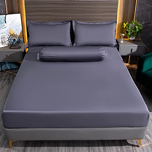 JIANINGHOME Sábana de seda de hielo de verano, juego de ropa de cama de látex para dormir, transpirable, antideslizante, tamaño Queen doble, sábanas de seda, 150 x 200 + 25 cm, 3 piezas