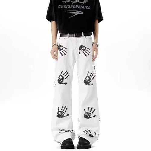 Baggy Jeans Men Graphic Handprint Y2k Wide Leg Denim Pants Casual Emo Pop Streetwear for Skater Jeans2