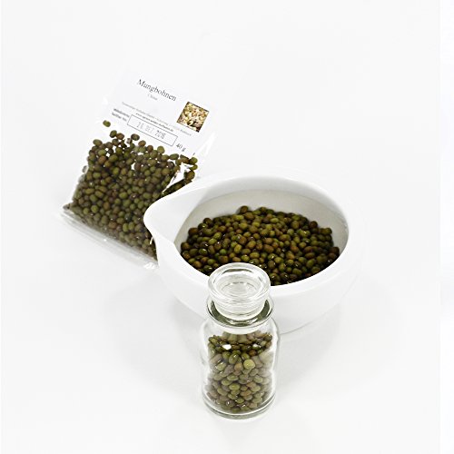 Mungbohnen, Sojasprossen Samen, asiatisch vegan, Moong Dal, Mongo, Mash-Bohne, Green Gram, Golden Gramm, Suppeneinlagen, glutenfrei, 40g