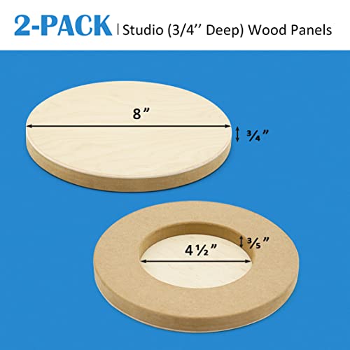 Unfinished Round Birch Wood Canvas Panels Kit, Falling In Art 2 Pack Of 8’’ Studio 3/4’’ Deep Cradle Boards For Pouring Art, Crafts, Painting, And More #TOP1