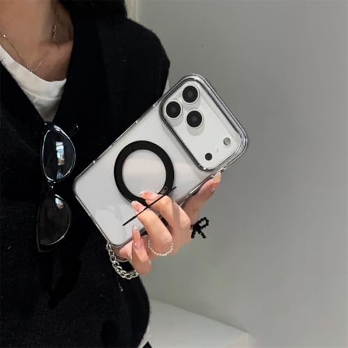 Coque iPhone 14 noire ultra-mince en polycarbonate transparent avec support