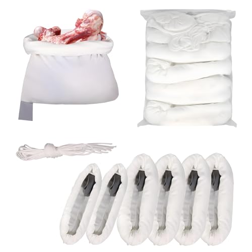 HVJ 6 Pack Elk Game Bags For Meat, Reusable and Breathable Big Game Bags with Reflective Tags, Hunting Meat Bag for Elk, Caribou, Moose, Deer, 48" x 4, 28" x 2