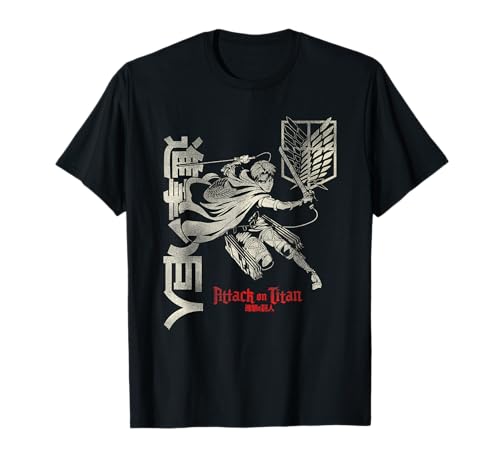 AOT Distressed Levi with Kanji And Scout Regiment Logo Anime