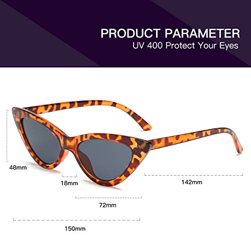 Image of Retro Vintage Narrow Cat Eye Sunglasses for Women Clout Goggles Plastic Frame