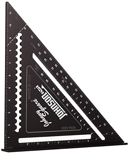 Johnson Level & Tool 1904-1200 Johnny Square Professional Easy-Read Aluminum Rafter Square, 12", Black, 1 Square #TOP2