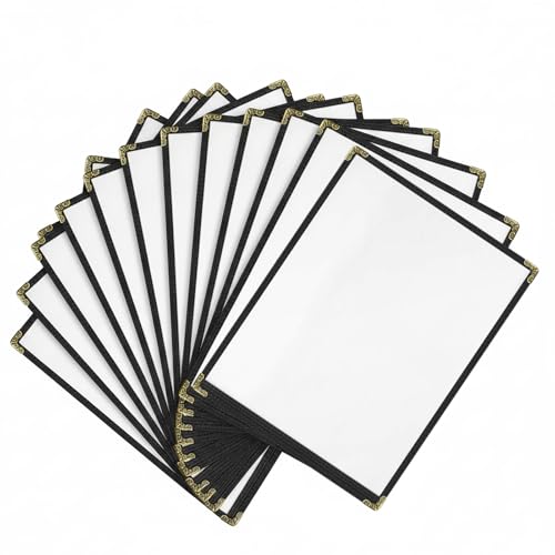 25 Pack Menu Covers 8.5 x 11 – 2 View Single Page Top Loading Menu Holders, Clear Vinyl Restaurant Menu Covers with Double-Stitched Edges, Durable Waterproof PVC Menu Sleeves for Bar, Café, Hotel