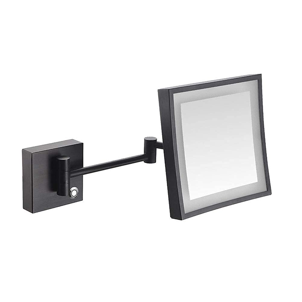 JYCCH Espejo de Maquillaje montado en la Pared 3X para baño, rotación giratoria de 360 Grados con Vista Libre de distorsión (Negro Mate)