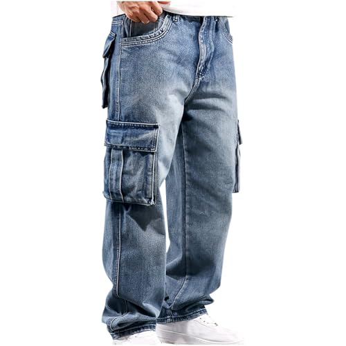 Pantalon Jeans Homme Grande Taille Elastique Large Baggy Pantalon de Jogging en Denim Sport Pants pour Hommes Cadeau Vetement Mode Pantalons Coupe Droite Jeans de Survêtement Pantalons de Travail