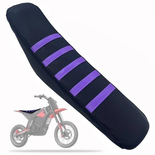 Staple-Free PVC Seat Cover for Yozma IN10 & Pro Striped Non-Slip Waterproof Saddle Protector Replacement for Dirt Bike & E-Bike Black with Purple Stripes Fits 23.6x6.3x3.5 Saddle(Purple)