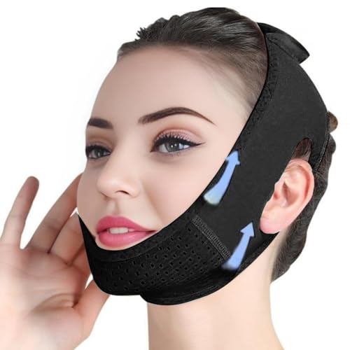 XBFOCNH V Line Lifting Mask Correa Facial, Máscara Para Facial V Belleza Cuello Mascarilla Alza Forma Delgada Línea Para La Mujer Y El Hombre,Se puede utilizar en cualquier momento,negro