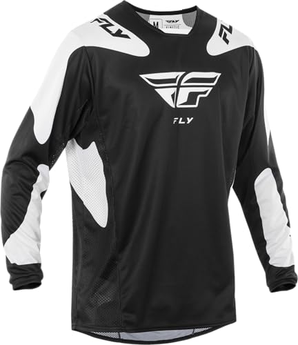 Fly Racing Men's Kinetic Sym Jersey (Black/White, Large)