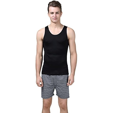 LoveSilk Men's Pure Silk Knitted Vest Tank Top T Shirts Black Size M Cover