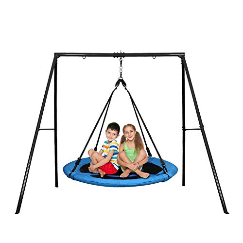 #LightningDeal Trekassy 440lbs 40 Inch Saucer Tree Swing Set with Heavy Duty A-Frame Metal Swing Stand