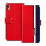 UOGNADGD Lederhülle Kompatibel mit Lenovo Vibe Shot Z90-7 Klappbares Portemonnaie-Hülle mit Magnetverschluss Ständer & Kartenfächern stoßfestem Schutz (Rot)