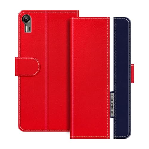 UOGNADGD Lederhülle Kompatibel mit Lenovo Vibe Shot Z90-7 Klappbares Portemonnaie-Hülle mit Magnetverschluss Ständer & Kartenfächern stoßfestem Schutz (Rot)