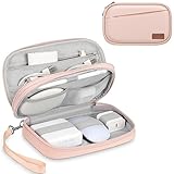 FINPAC Travel Electronic Bag, Portable Cable Organizer Electronic Essentials Pouch Case, Double Layer Storage Bag for Cord, Hard Drive, Charger, Wireless Earbuds, USB, SD Card (Pink)