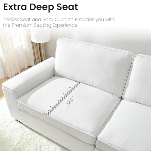 Hallybee 88.58 Inch Sofas For Living Room Linen White Couch With Extra Deep Seat And Thickened Cushion Comfy Modern Couches For Living Room Apartment Bedroom Office thumb #2