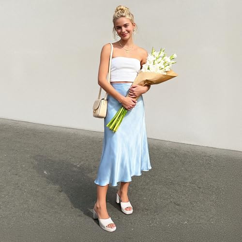 DREAM PAIRS DREAM PAIRS Women's Platform Block Heel Mule Sandals, Square Toe Ankle Strap Slip On Comfortable Heeled Sandals for Party Wedding Shoes,Size 7,White,SDHS25006W
