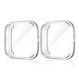 Haojavo 2 Pack Screen Protector Case for Fitbit Versa 2, Soft TPU Slim Fit Full Cover Screen Protector Case for Fitbit Versa 2 Smartwatch Bands Accessories