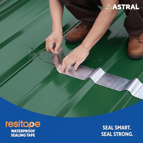 Image of RESITAPE Astral Butyl Waterproof Aluminium Tape | Heavy-Duty & Super Strong | Ideal for Roof Leakage, Cracks & Gap Sealing | High Temperature Resistant | 5M x 50MM