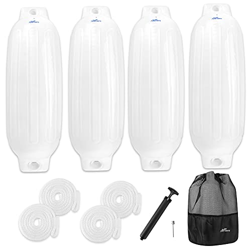 Image of Affordura Boat Fender 4 Pack Boat Bumpers Fenders with 4 Ropes