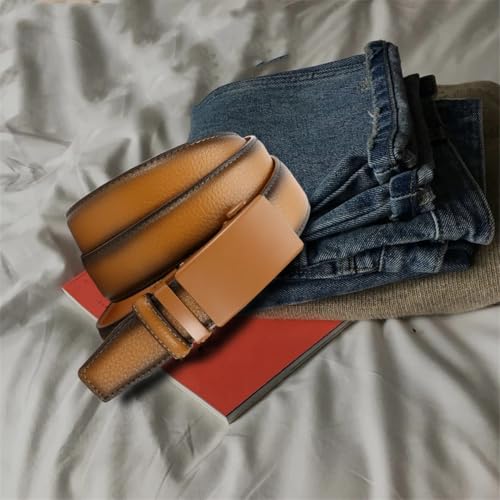 Men's Business Leather Belt, Adjustable Metal Buckle Casual Belt, Sliding Ratchet Belt 40Cx31wps-Rd 115CM4