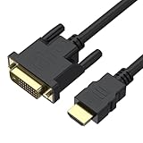 Wanme for HDMI to DVI Cable 1.5M, 1080P 60Hz Unidirectional HDMI Male to DVI-D 24+1 Male for Xbox One, Laptop, Monitor, Projector, PS4 PS3, HDTV (1.5M)