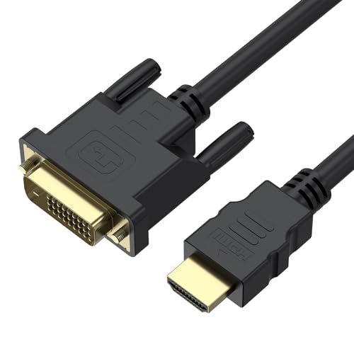 Unidirection HDMI to DVI Cable 1.5M, 1080P 60Hz Non-bidirectional HDMI to DVI Adapter, HDMI-Output to DVI-Input Converter Cord [Male to Male] for Computer/Desktop/Laptop/PC/Monitor/Projector