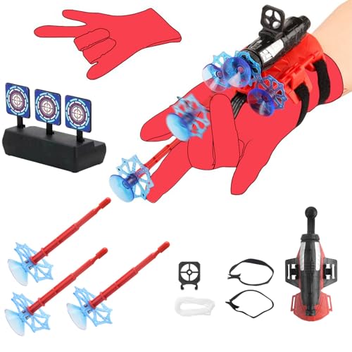 La mejor selección de Telaraña spiderman Top 5. 48 LAWAN superhéroe Launcher Glove,Kids Plastic Cosplay Glove Hero Launcher Juego de Juguetes de muñeca Gran Regalo para los fanáticos de superhéroe (Rojo + Modelo Objetivo)