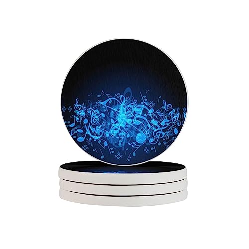 Diatomite notes de musique bleues 10cm sous-verre isolant table