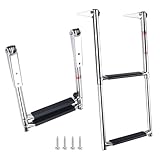Hoffen Telescoping 2 Step Ladder Stainless Steel 2 Steps Ladder for Marine Boat Yacht Swimming Dock Ladder