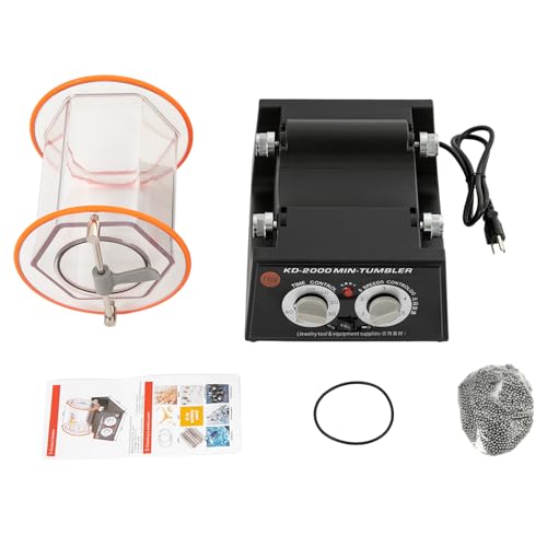 Jewelry Polisher Tumbler 11lbs/5kg Capacity Mini Rotary Tumbler Machine with 0-60 Minutes Timer 60W 5-Speeds Jewelry Rotary Finisher for Surface Polishing Grinding Buffing Gemstones Jewels Coins