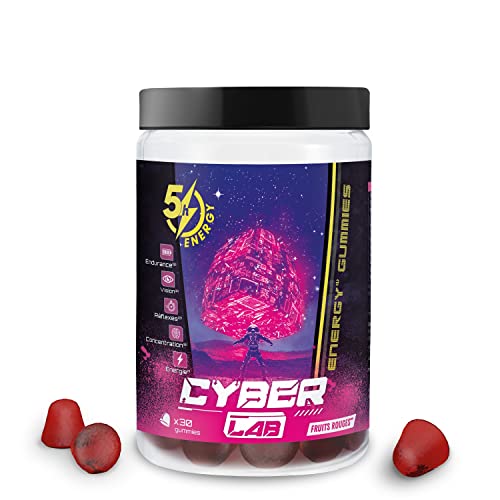 CYBERLAB ENERGY GUMMIES - 5 HEURES D'ENERGIE - TAURINE - CAFEINE - MULTIVITAMINES- Goût Fruits Rouges - Sans sucre - Sans colorant - Sans gluten - Marque française - 30 gummies Cover