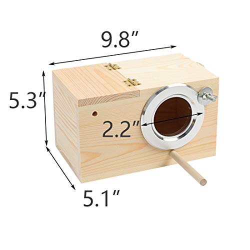 Image of Parakeet Nesting Box, Bird Nest Breeding Box Cage Wood House for Finch Lovebirds Cockatiel Budgie Conure Parrot (M:9.8 inchx5.1 inchx5.3 inch)
