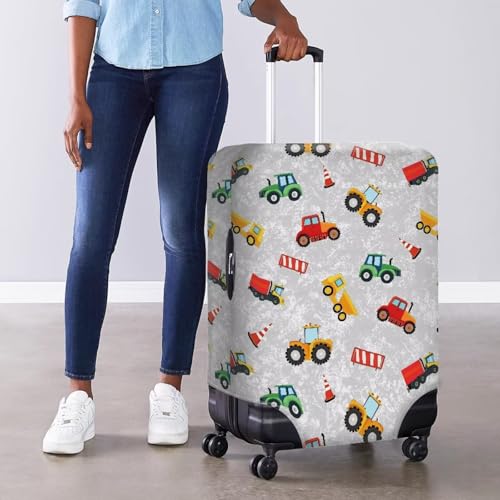 Image of Coloranimal Engineering Vehicle Luggage Covers Travel Luggage Covers Elastic Washable Suitcase Cover Protector Fashion Luggage Protector Travel Accessories Fit 18-21 inch