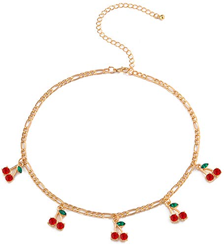 ALAIX Women's Gold Chain Necklace Gold Chain Choker Necklace with Cherry Pendant for Women Teen Girls